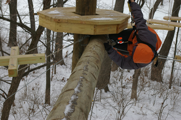 working at height on a ropes course